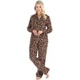 thumbnail image 1 of Women’s Plush Fleece Long Sleeve 2-Piece Button-Down Pajamas PJ Set, 1 of 6