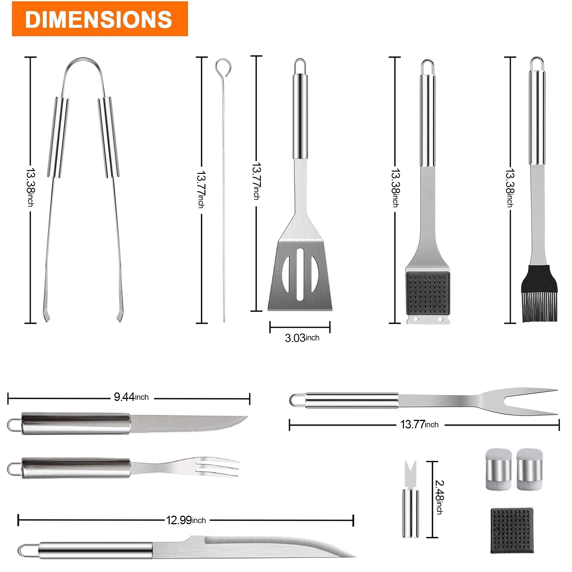 Grilling Accessories, 33 PCS Stainless Steel BBQ Tools Set with Storage Bag, Portable Grilling and Camping Accessories for Outdoor Cooking