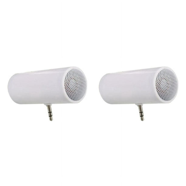 2X Mini Altavoz Estéreo con Conector de 3,5 mm, Reproductor de Música MP3 Portátil, Altavoz Amplificador para Teléfono Móvil, Tableta, PC, Blanco