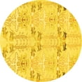 thumbnail image 1 of Ahgly Company Indoor Round Abstract Yellow Modern Area Rugs, 3' Round, 1 of 4