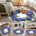 thumbnail image 6 of Hydrangea Wreath Round Area&nbsp;Rug 3.3ft Spring Purple Flowers Non-Slip&nbsp;Washable Circle Rugs Soft Felt Indoor Floor Mat for Bedroom Kitchen Living Room Bathroom, 6 of 9