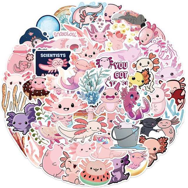 50 pegatinas de Doodle de ajolote de salamandra de animales de dibujos animados