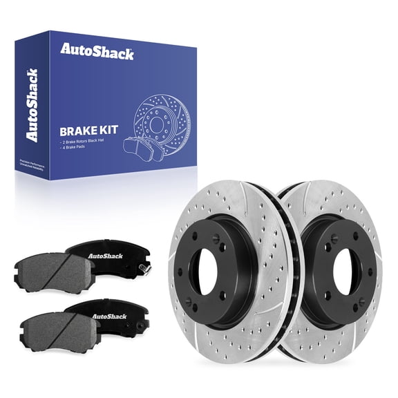 AutoShack Front Brake Rotors & Premium Pads for Hyundai, Elantra 2007-2010, FWD L4 2.0L - E-Coated Drilled & Slotted - ShadowGuard - 10.83" (275 mm), 5-Lug