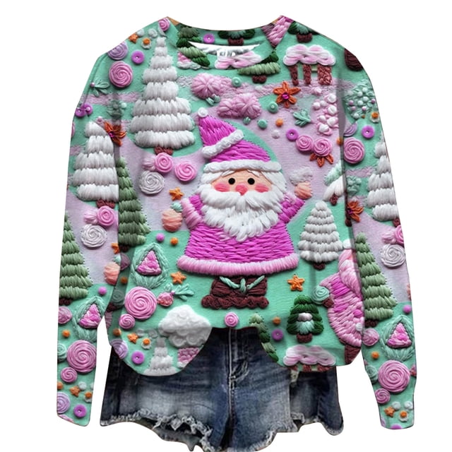 Chandail en Molleton à Col Rond Ample pour Filles Chandail à Manches Longues à la Mode pour Enfants 1-15 Ans