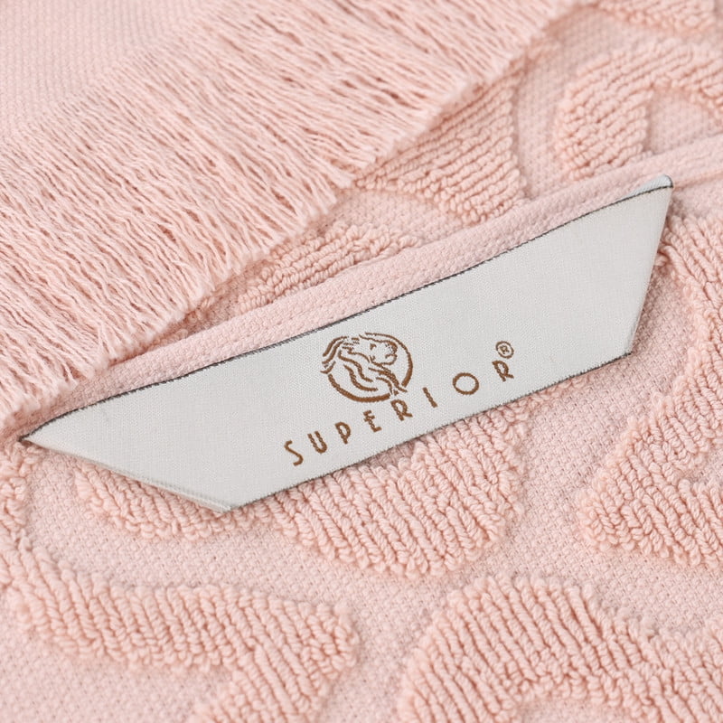 Superior Rolla Geometric Cotton 2 Piece Bath Sheet Set, Quick-Dry Ultra Soft Towels, Pink