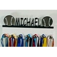 thumbnail image 3 of Custom Personalized Name Baseball Team Player Sports Medal Holder, Awards Display Organizer Hanger Rack with Hooks for 60+ Medals, Ribbons, Sports Of A Kind Made To Order With Your Name On It., 3 of 5