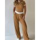 thumbnail image 4 of Conjunto de Pijama de Dos Piezas para Mujer, con Camiseta de Corta y Pantalón de Punto Acanalado. Marrón M, 4 of 8