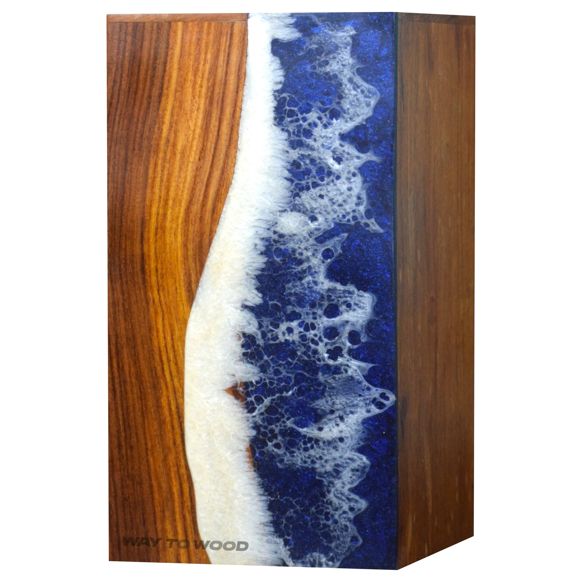 Wooden Urn for Human Ashes Adults, Men & Women - Cremation Urns for Burial or Home Display - Handcrafted Urns with Ocean Resin Inlay - Unique Memorial Urn for Ashes