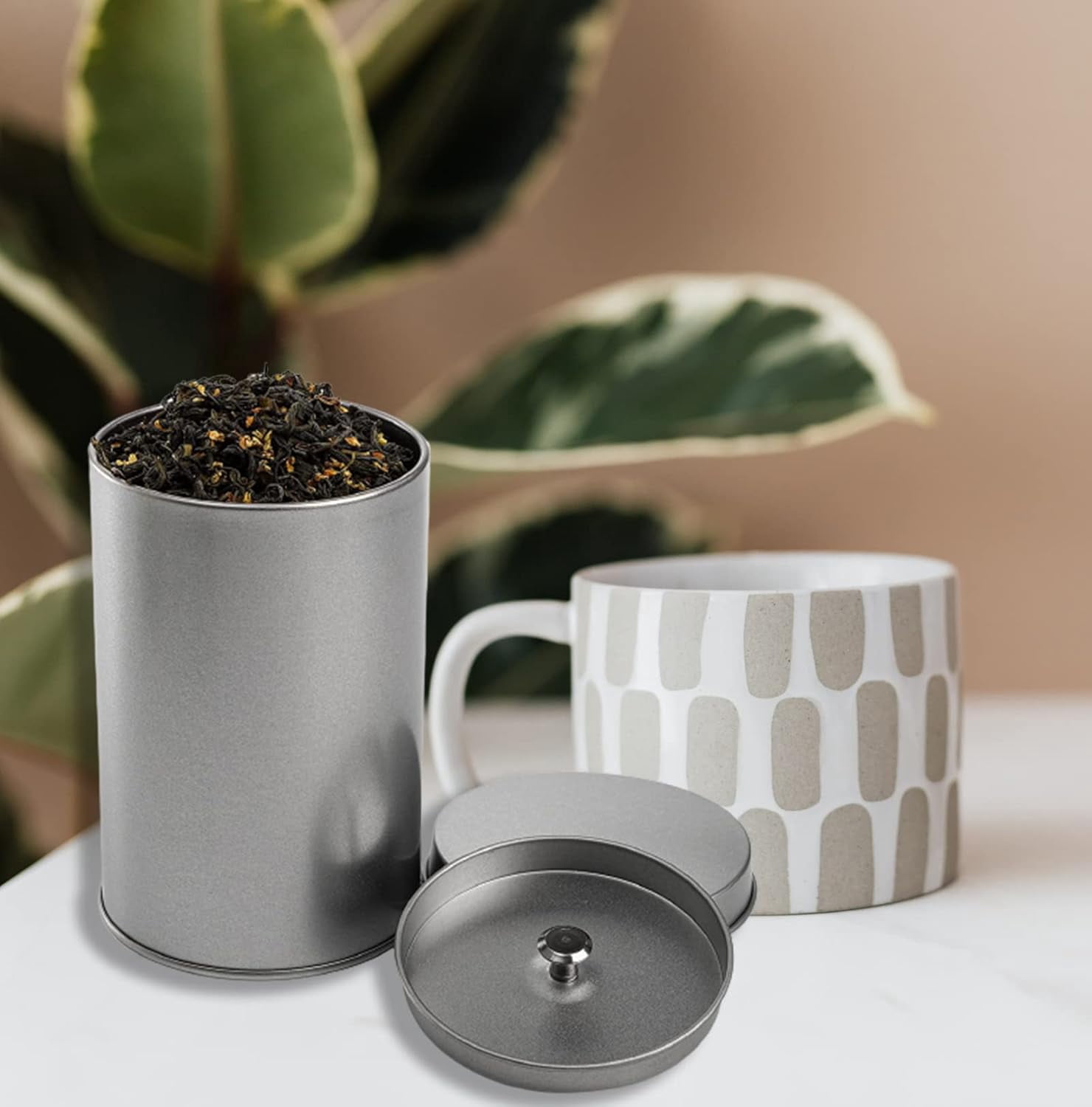 6 Pack Tea Tin Canister with Airtight Double Lids, 12 Fluid Oz Tin Can Box and Small Round Kitchen Canisters for Loose Tea, Coffee, Candy, Herbs and Spices(Silver)