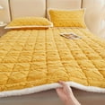 thumbnail image 7 of Thick Taffeta Velvet Mattress Pad 59"x78" - Cotton Quilted Slip-Resistant Flannel Mattress Topper Machine Washable Foldable Warm Bed Pad (Yellow)​, 7 of 7