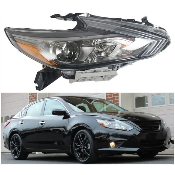 Genrics Headlights For Nissan Altima 2016 2017 2018 W/O LED DRL Halogen Black Right Side