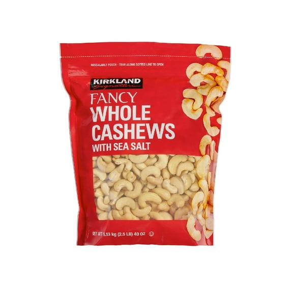 Kirkland Signature Fancy Whole Cashews with Sea Salt, 2.5 lbs 1PK