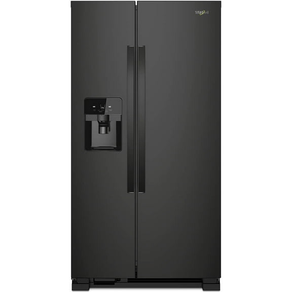 Whirlpool 25 cu ft Side-by-Side Refrigerator, with Icemaker and Humidity-Controlled Crispers, Black