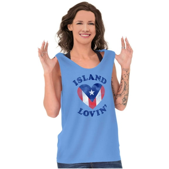 Island Lovin Puerto Rican Pride PR Tank Top Tee Shirt Women Brisco Brands S