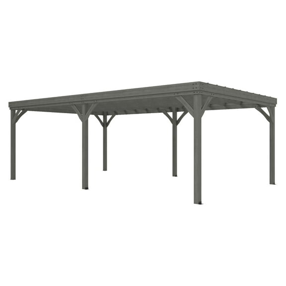 12'x20' Outdoor Pergola - Wooden Grape Vine Gazebo with Anchors - Garden Patio Deck - Gray
