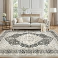 thumbnail image 3 of UERMEI 8'x10' Washable Area Rugs for Living Room, Vintage Floral Boho Printed Carpet, Non Slip Indoor Rug for Bedroom Home Decor Carpets - Black, 3 of 12