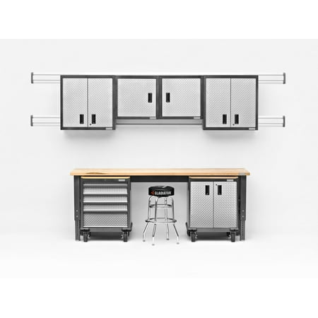 Gladiator - 8' Adjustable Height Hardwood Workbench - Hammered Granite