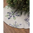 thumbnail image 2 of Navy Blue Green Snowflake Christmas Christmas Tree Skirt 48 Inches Large Christmas Skirt Tree, Xmas Snowflake Rustic Tree Skirt Christmas Decorations for Fireplace Party Holidays Indoor Outdoor, 2 of 7