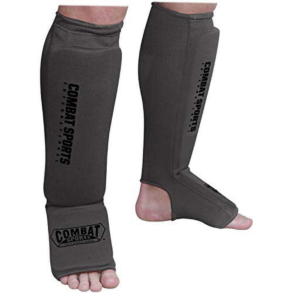 Combat Sports Adults Washable MMA Kickboxing Muay Thai Karate Elastic Cloth Shin & Instep Padded Guards Small Red