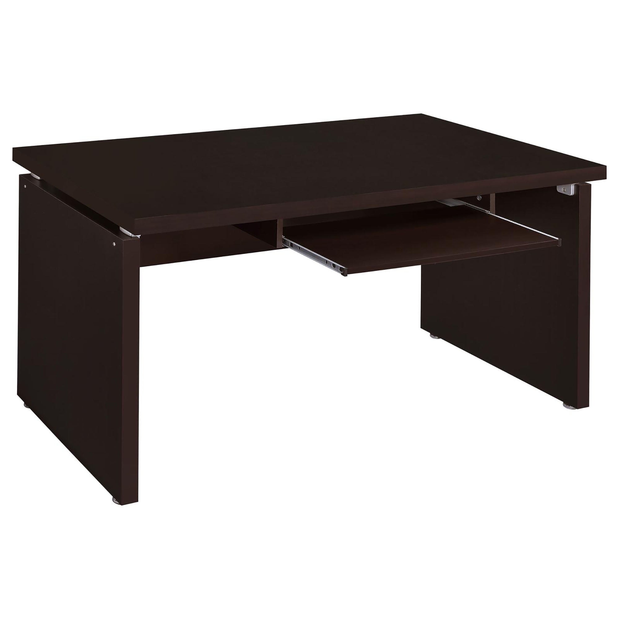Cappuccino Floating Computer Desk with Keyboard Tray and Storage