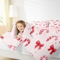 thumbnail image 4 of Homewish Cute Cartoon Bowtie Bedding Comforter Set,Sweet Candy Cane Twin Comforter Sets,Red Bow Ribbon Bedding Set For Girls Kids,Breathable Home Decor Reversible,2-Piece, 4 of 8