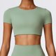 thumbnail image 1 of Vestido deportivo de manga corta con cuello redondo para mujer, camiseta de Yoga con sensación desnuda para correr, Fitness, entrenamiento en gimnasio, Top realzador, Camiseta deportiva ajustada, 1 of 5