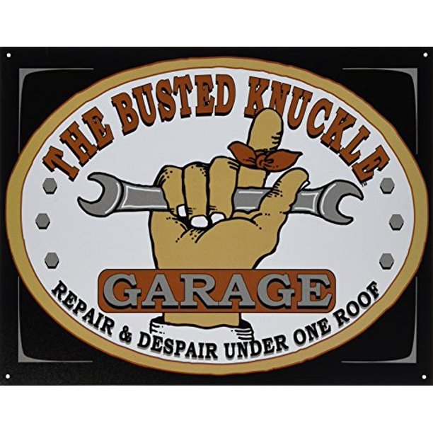 Busted Knuckle Garage BKG21 12" X 16" Rectangular BKG Tin Shop Sign