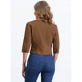 thumbnail image 3 of DARING DIVA Women's Collarless 3/4 Sleeve Denim Jackets XS Brown, 3 of 5