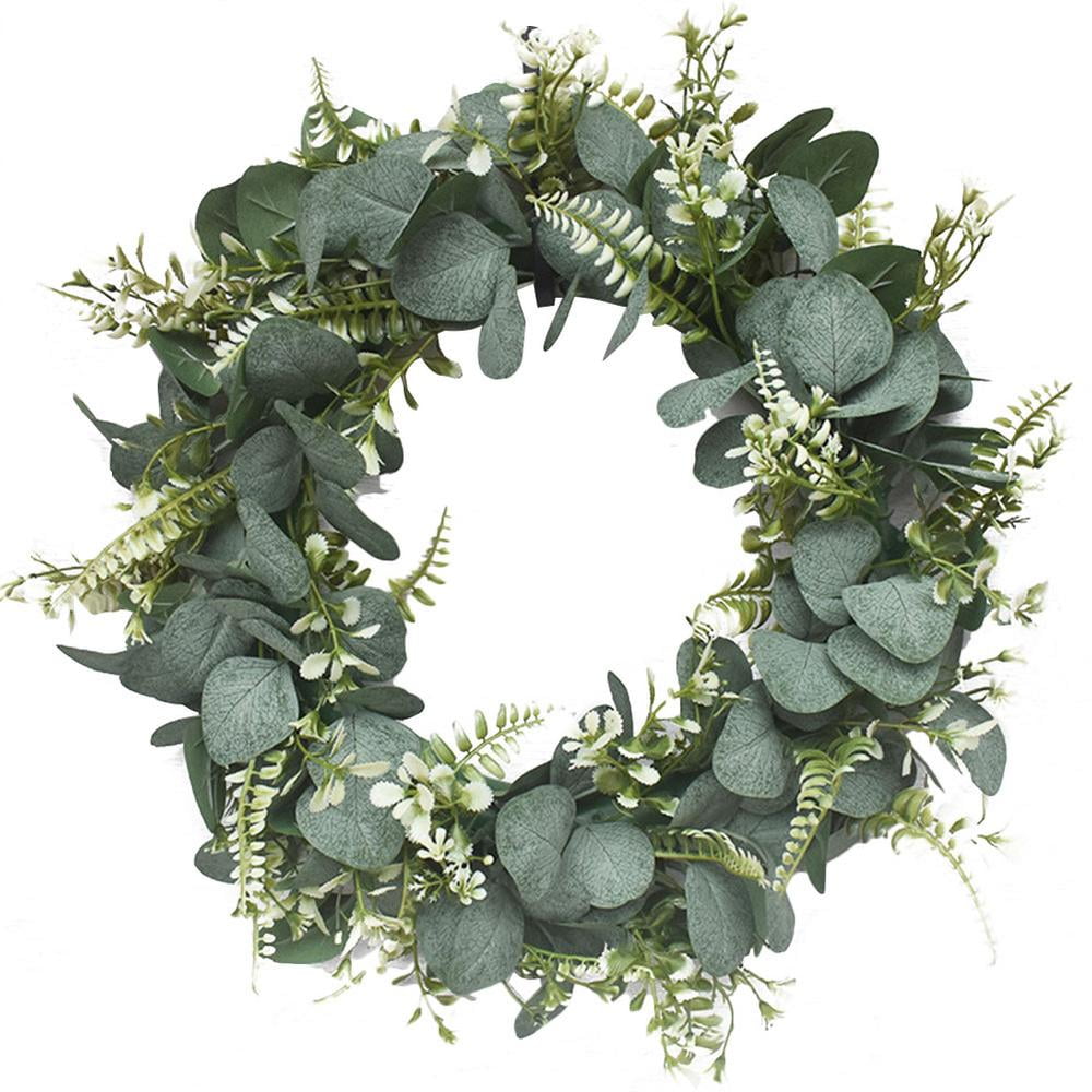 Artificial Green Eucalyptus Wreaths for Front Door Wreath White Berry Wreath Lighted Wreaths for Outdoors