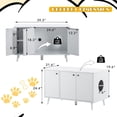 thumbnail image 2 of Cat Litter Box Enclosure, 3 Door Hidden Litter Box Furniture with 2 Compartments, Plug, Wooden Pet Crate House Side End Table, Storage Cabinet Bench, Fit Most Cat for Living Room, Bedroom, 2 of 7