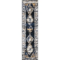 Rugs.Com Tagine Collection Rug – 8 Ft Runner Blue Medium-Pile Rug Perfect For Living Rooms, Kitchens, Entryways