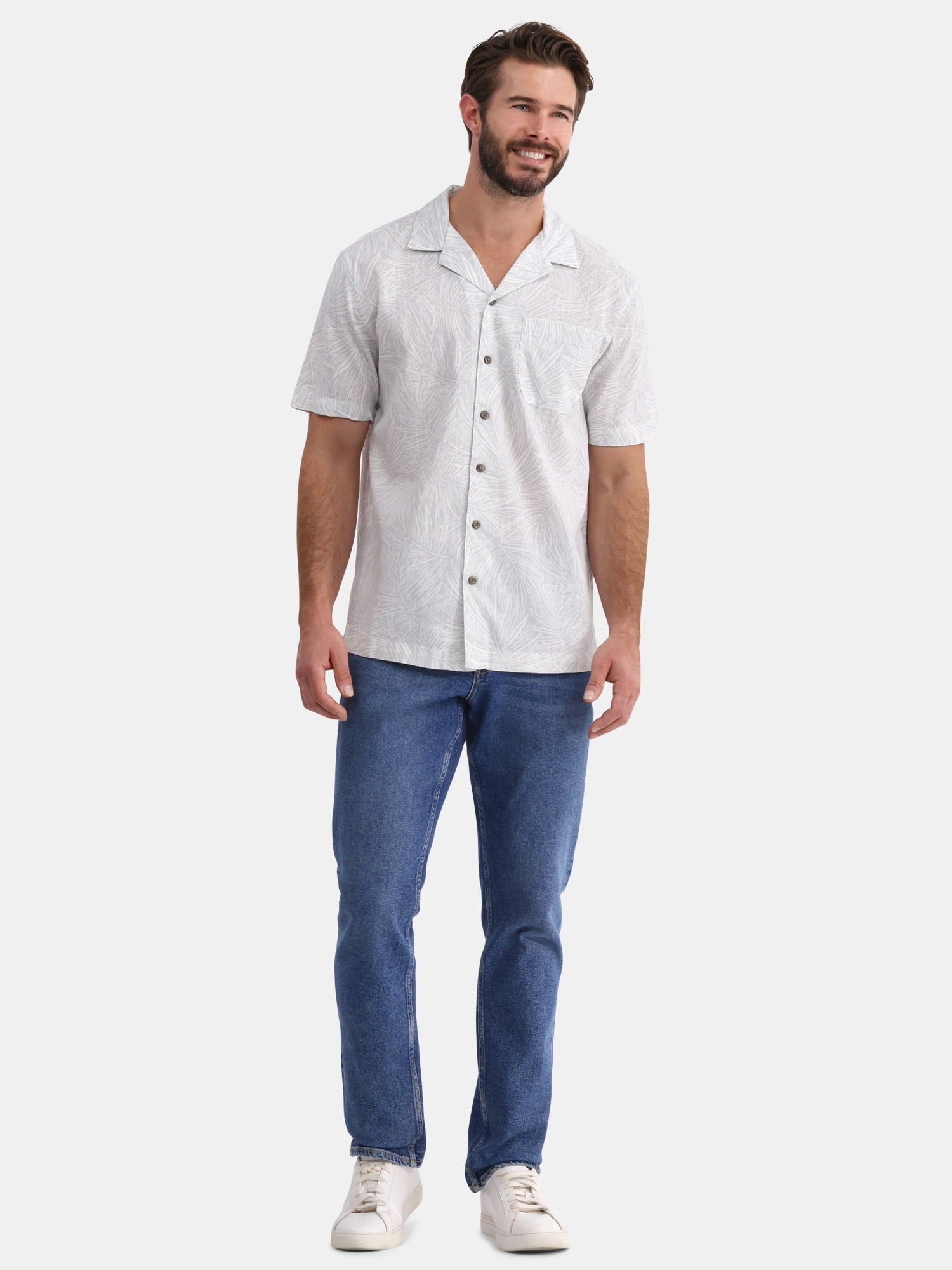 George Men's and Big Men’s Camp Shirt, Sizes S-3XL