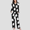 thumbnail image 5 of Gamivast Spooky Halloween Pajamas Set for Women Long Sleeve Button Down Sleepwear Tops and Lounge Pants 2 Piece Pjs Sets Lightweight Comfortable Creepy Pumpkin Pattern Multicolor L, 5 of 7