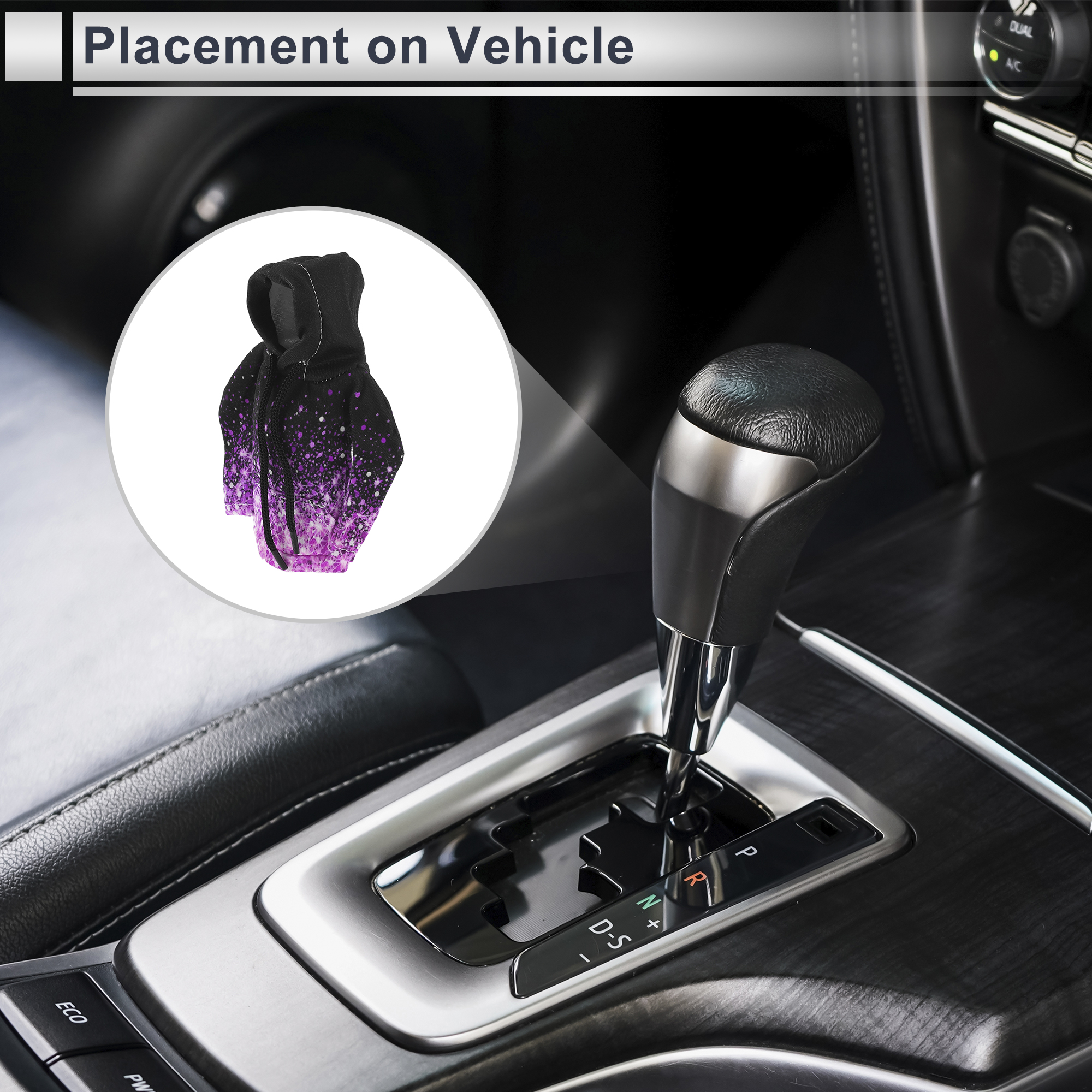 Unique Bargains Gear Shift Knob Cover Manual Stick Shifting Handle Protector Black Purple