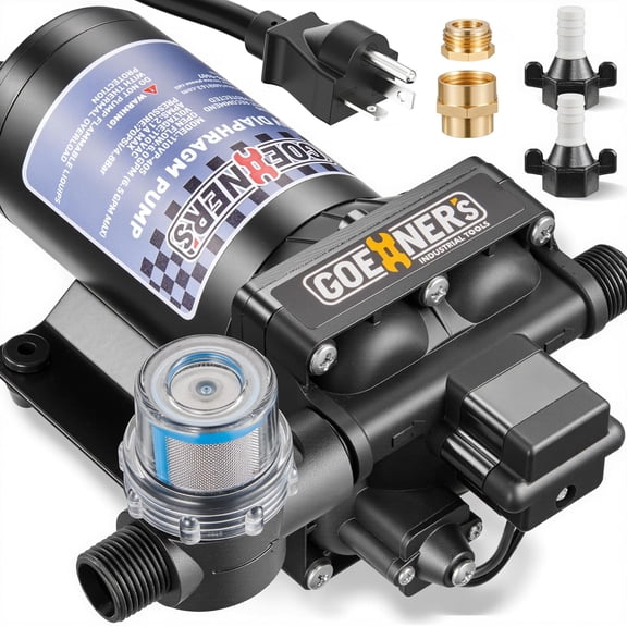 YIXUAN 110V AC Fresh Water Pump, 6GPM 70 PSI Self-Priming Diaphragm Water Pump with Power Plug, Pressure Switch, Brass Connector and Strainer, for Kitchen, Bathroom, Garden Hose