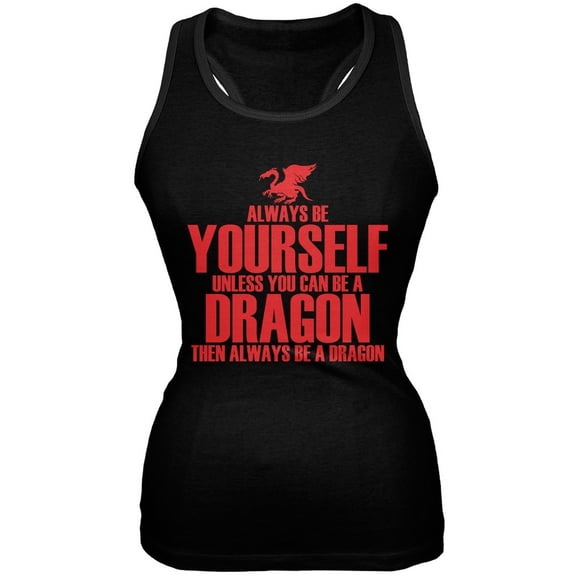 Always Be Yourself Dragon Black Juniors Soft Tank Top - Large