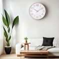 thumbnail image 3 of REGALWOVEN Silent Wall Clock, Non-Ticking Modern Clocks Battery Operated for Home, Kitchen, Living Room Decor White and Pink 12 Inch, 3 of 6