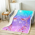 thumbnail image 2 of Mermaid Tails Fuzzy Blanket Mermaid Fish Scale Throw Blanket Rainbow Mermaid Fleece Blanket Underwater Ocean World Blanket for Women Bedroom Living Room, Throw, 2 of 6