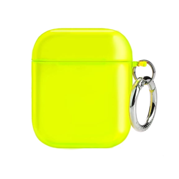 VELVET CAVIAR Cute Neon Yellow AirPods Case compatible with AirPods 1st / 2nd Generation - Protective Hard Cover with Keychain for Girls & Women