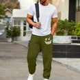 thumbnail image 5 of UVEASISHA Men's Fleece Sweatpants Smiley Face Print Sweat Pants Open Bottom Casual Joggers Elastic Waist Drawstring Athletic Trousers with Pockets Army Green 3XL, 5 of 9