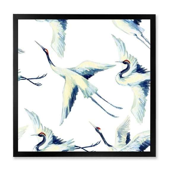 Designart 'Asian Crane Bird Impression I' Traditional Framed Art Print