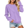 thumbnail image 6 of ZHYou Womens Long Sleeve Sweatshirts Henley Half Button Collared Loose Fit Drop Shoulder Casual Pullover Tops,Purple,Size S, 6 of 7