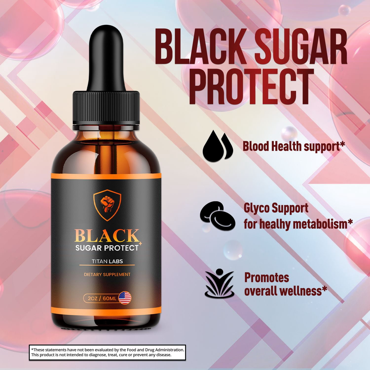 Black Sugar Protect Advanced Formula Drops Blood Balance Support Supplement 150 Servings