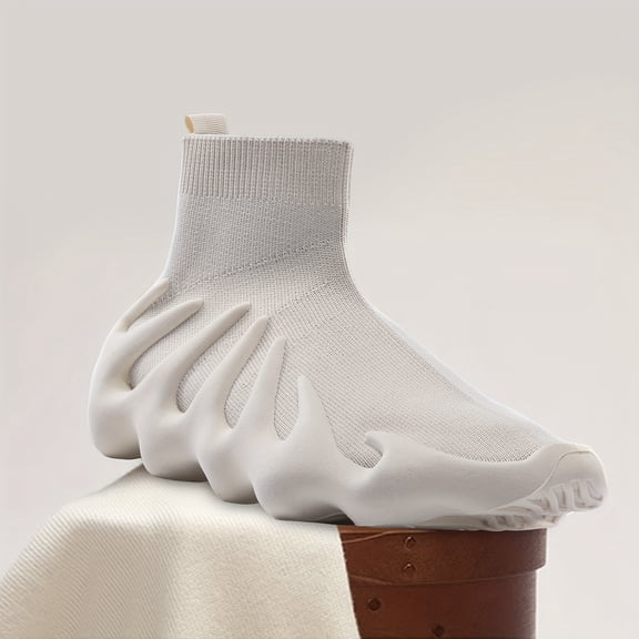 [Lightweight Slip-On Sneakers] Ultra-Sock Knit Men's Slip-On Sneakers | Breathable Lightweight Mid-Top Casual Walking Shoes with Pointed Toe, All-Season Comfort for Hiking, Running & Daily Wear
