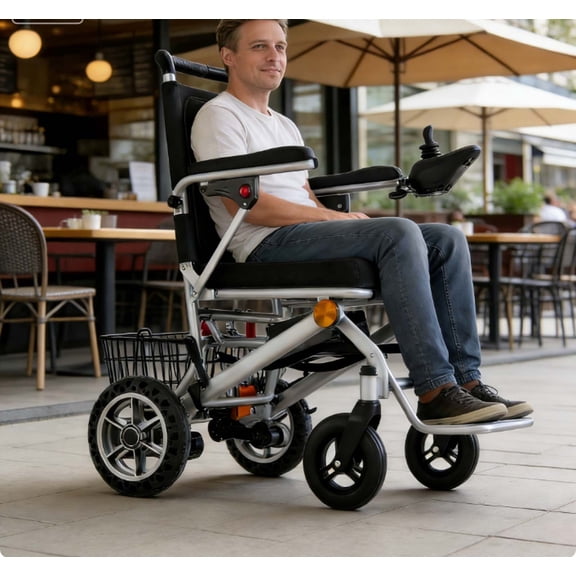 Heavy-Duty All-Terrain Power Wheelchair - 500W Foldable Electric Wheelchair for Adults, Lightweight 15 Mile Range for Off-Road & Daily Commute Mobility