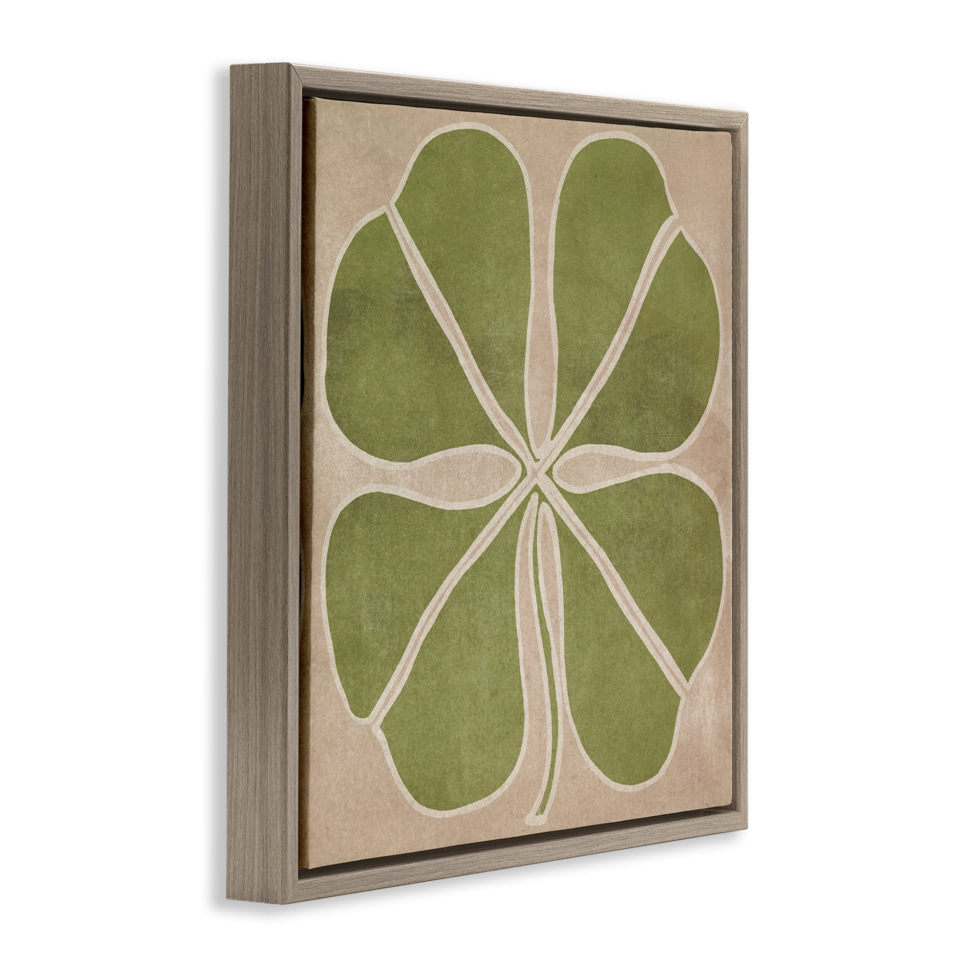 Neutral Symmetrical Clover Brown Framed Floater Canvas Wall Art, design by June Erica Vess