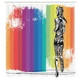 thumbnail image 3 of Ambesonne Colorful Shower Curtain, Marathon Runner Ombre, 69"Wx84"L, Orange Purple Blue, 3 of 5