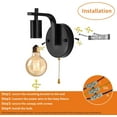 thumbnail image 6 of Vintage Pull Chain Wall Lights Set of Two with Switch Wall Lamp,Black Wall Light E26 Industrial Wall Lighting Hard Wired Retro Wall Lights for Bedroom Living Room Kitchen, 6 of 13