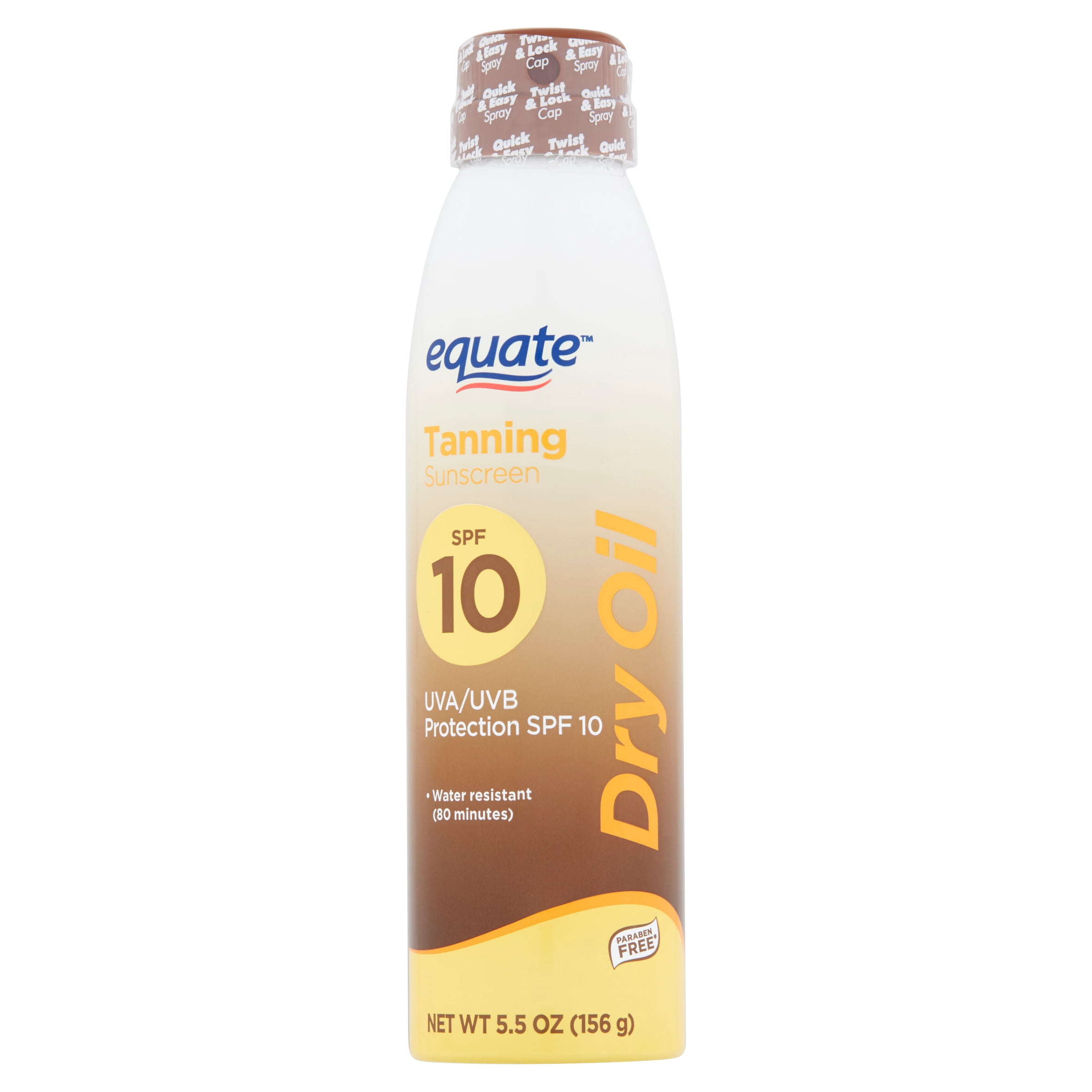 Equate UVA/UVB Protection Dry Oil Tanning Sunscreen, SPF 10, 5.5 Oz.