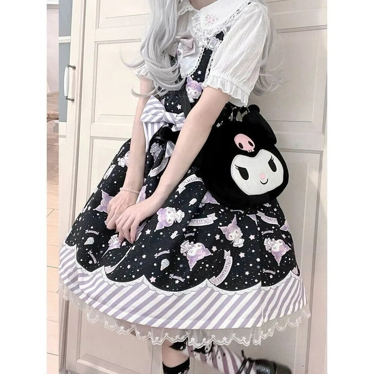 Kawaii Sanrio Star Gummy Lolita Dress Girl Dress Cartoon Personality Cute  Kuromi Cinnamon Roll Melody Cosplay Clothes Gift 